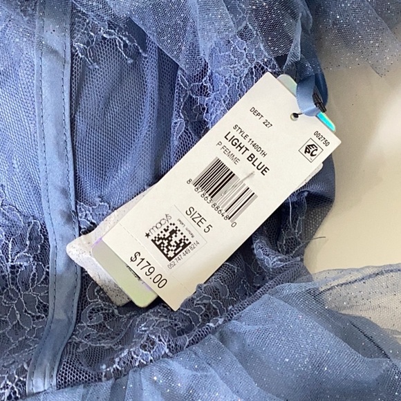 Juniors' Off-The-Shoulder Glitter Tulle Corset Gown - Picture 14 of 14